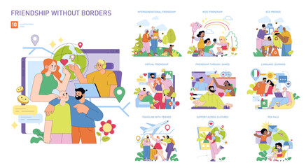 Friendship Without Borders Vector Illustrations Set