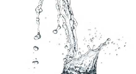 Illustration of a splash of clear water isolated on transparent background