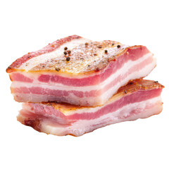Obraz premium Raw Pork Belly Strips Seasoned With Black Pepper meat, Isolated On White, Png Transparent, Cut Out