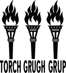 Three Flaming Torches Vector Graphic Illustration in Silhouette Style silhouette