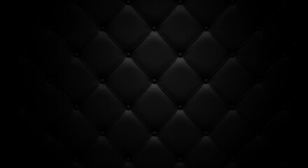 Naklejka premium Dark black diamond tufted upholstery texture background