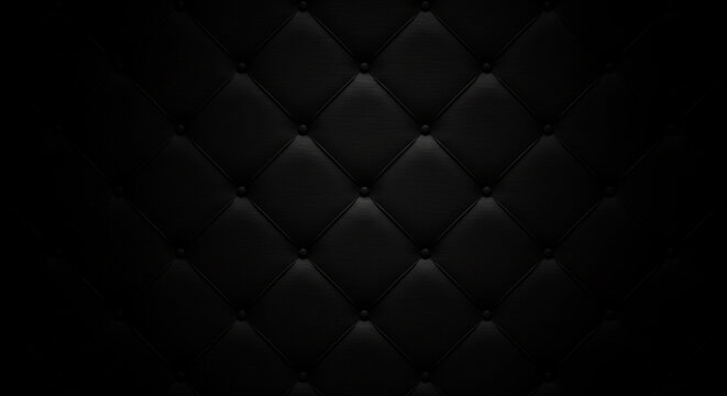 Dark black diamond tufted upholstery texture background