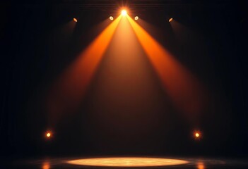 A single, vibrant spotlight illuminates a dark stage,  design,  shadow
