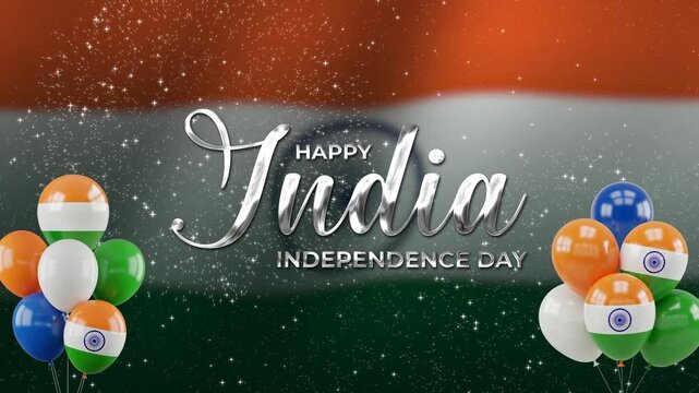 Happy Independence Day India Animation with Ballons. Perfect for greeting card celebrating India independence day.