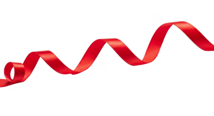 Illustration of a curly red ribbon isolated on transparent background