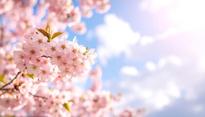 Fototapeta premium Spring blossoms against a bright sky