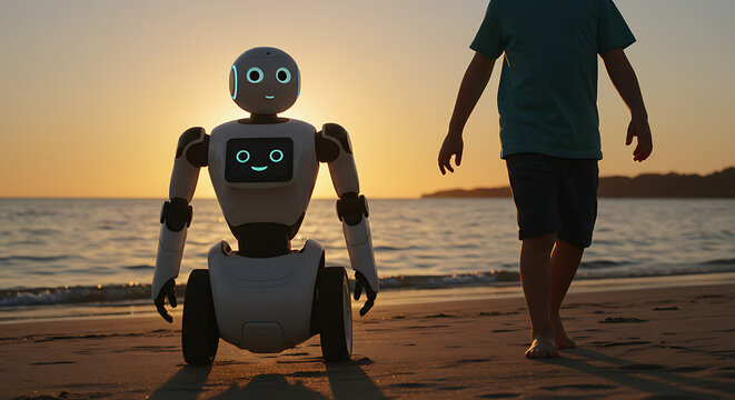 3D cartoon illustration of diverse characters including a robot child woman and business hero in vibrant style