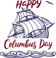Celebrate Columbus Day with a classic sailing ship design, perfect for festive invitations and holiday greetings