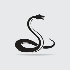 Serpentine Creature Silhouette with Open Mouth and Coiled Body