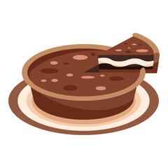 This Chocolate tart illustration is suitable for Sweet Foods, Chocolate Lovers, Dessert Lovers, etc.