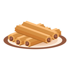 This Churros with Chocolate filling illustration is suitable for Sweet Foods, Chocolate Lovers, Dessert Lovers, etc.