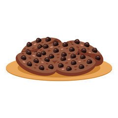 This Dark chocolate chip cookies illustration is suitable for Sweet Foods, Chocolate Lovers, Dessert Lovers, etc.