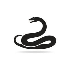 Fototapeta premium Elegant Black Silhouette of a Cobra Snake Prepared to Strike with Shadow Detail