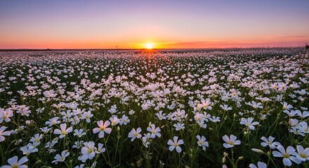 The Golden Hour's Gift: Countless Petals Reaching for the Last Rays of a Fading Sunset

