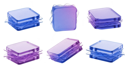 Translucent sandwich set arranged on white background for food or marketing concepts