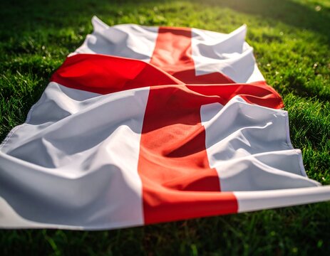 England flag draped across the grass for the Lionesses Euro 2025 win