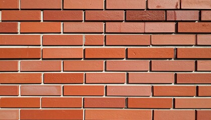 Obraz premium Uniformly Stacked Bricks in Varying Shades of Red with Gray Mortar Joints