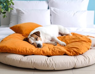 Obraz premium Dog sleeping on a bed