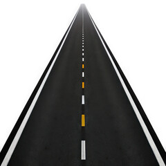 Empty highway road with lane markings isolated on transparent background