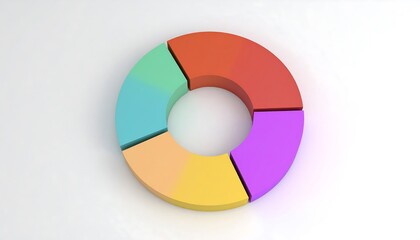 Obraz premium Colorful 3D pie chart on plain background