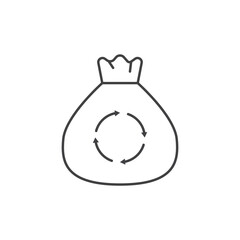Recycle bag line icon with circular arrows, minimalist outline, perfect for eco, recycle, or environment themes