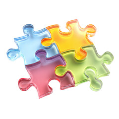 Obraz premium Colorful interlocking puzzle pieces forming a connection image, Isolated On White, Png Transparent, Cut Out