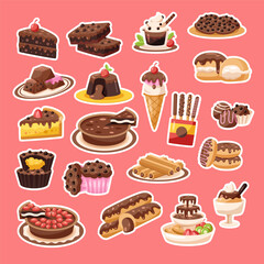 Delicious Chocolate Desserts Illustration Set