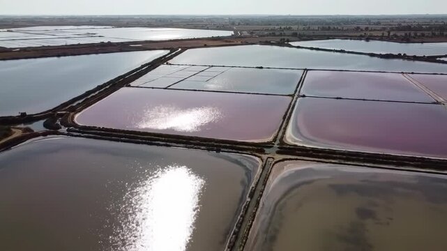 Salt Pans Aerial: Pink and Grey Evaporation Ponds