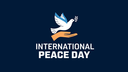 Dove of peace landing on a hand for international peace day