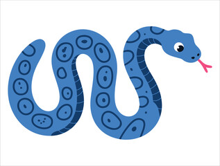 Naklejka premium Cartoon snake vector illustration for kids, cute flat animal clipart isolated on white background, perfect for children and educational themes
