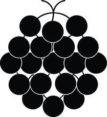 Cluster of Grapes Simple Graphic Design Black and White Silhouette