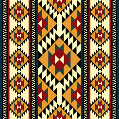 Obraz premium Native American pattern, geometric Aztec ethnic indain ,fabric carpet ornament boho American chevron textile decoration. Geometric embroidery vector illustration