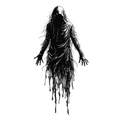 Fototapeta premium Black and white sketch of a spooky shadow in vintage style 