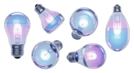 Lightbulbs shaped by water display the concept of ideas creativity and innovation against a plain white background suitable for design projects