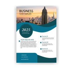 Corporate business flyer design and  brochure cover template with photo Free Vector