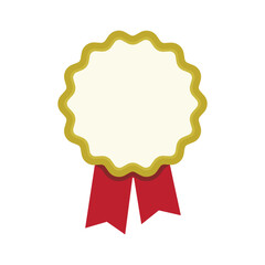 Blank medal with ribbon icons collection. Approved or certified badge medal symbol. Approval check sign. Containing quality, brand, stamp, inspector checking, award, reward, winner, prize vector.