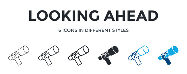 Looking Ahead Icon In Different Style Vector Illustration. Designed In Thin Line, Regular Line, Bold Line, Glyph, Color Line, And Color Glyph Style Can Be Used For Web