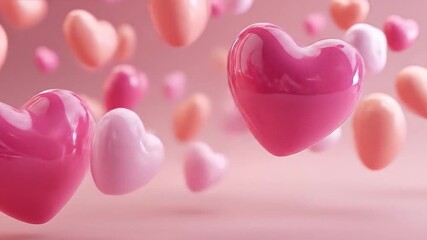 Falling Hearts Romantic Pink Love Background. - Powered by Adobe