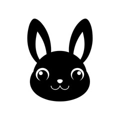 rabbit head icon kawaii style vector on transparent background