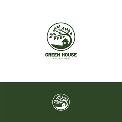 Green house logo design template