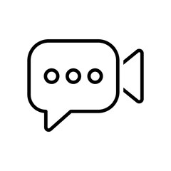 Video message icon. Video chat message with speech bubble symbol. Containing live, streaming, indicating conversation, messaging Engaging, chat, online, communication signs vector illustration
