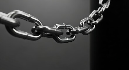 Obraz premium Metal Chain Links on Dark Background in Black and White Style