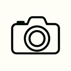 DSLR Camera. Camera body with lens barrel (2 concentric circles) and viewfinder hump. Basic professional shape