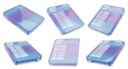 Floating digital user interface documents isolated on white rendered showcasing data usable for business design or tech concepts