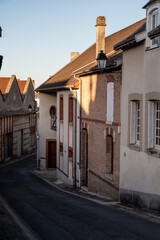 Narrow streets and old houses in grand cru champagne village Ay-Champagne in Marne river valley, France