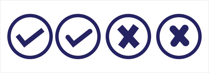 check mark icon button set. check box icon with right and wrong buttons and yes or no checkmark icons in green tick box and red cross. vector illustration