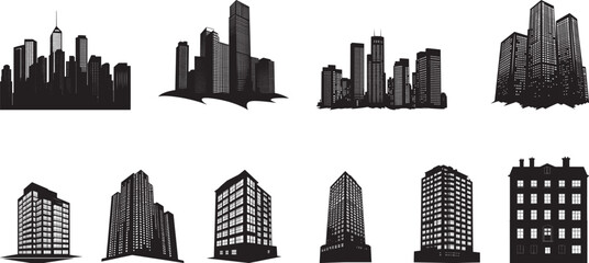 Obraz premium building silhouette vector style black vector illustration