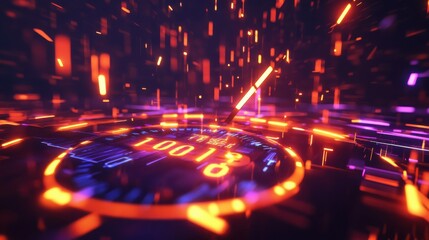 Futuristic Abstract Background with Glowing Digital Elements and Patterns