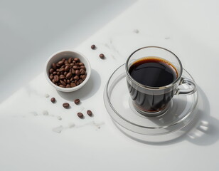 coffee, cup, drink, espresso, caffeine, brown, cafe, bean, beans, white, breakfast, hot, beverage, black, morning, mug, aroma, isolated, saucer, food, roasted, chocolate, cappuccino, break, object