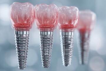 Dental implants lined up in a modern clinic setting showcasing advancements in oral care